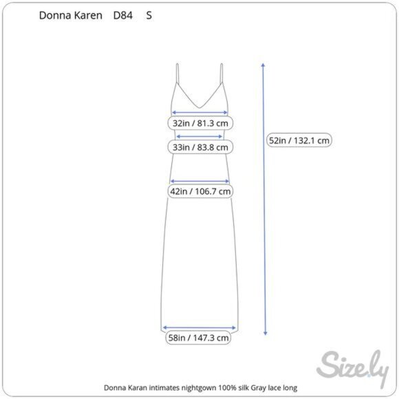 Donna Karan intimates nightgown 100% silk Gray lace long - Picture 8 of 8